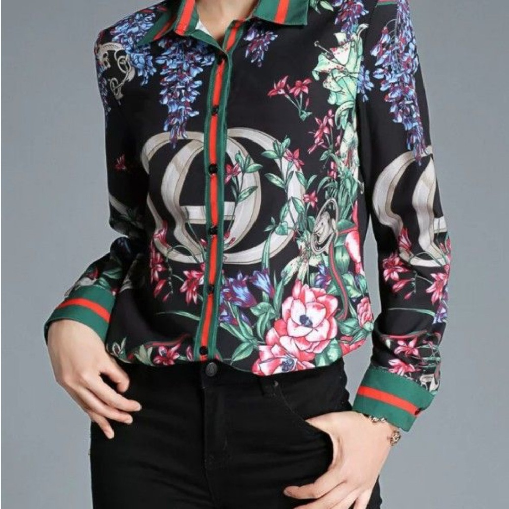 Floral Black Blouse